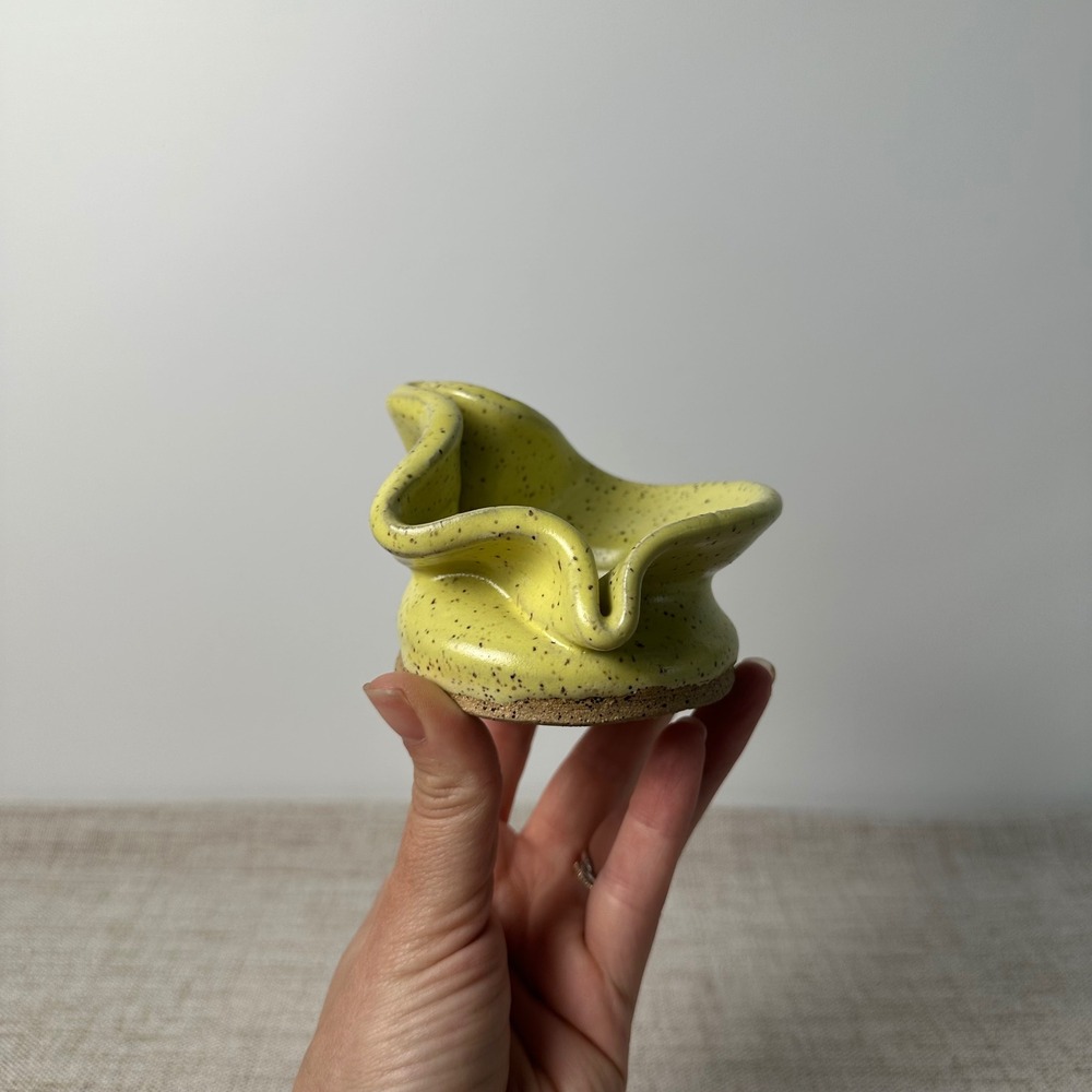Handmade Studio Pottery Catchall Dish – Chartreuse Speckled Glaze